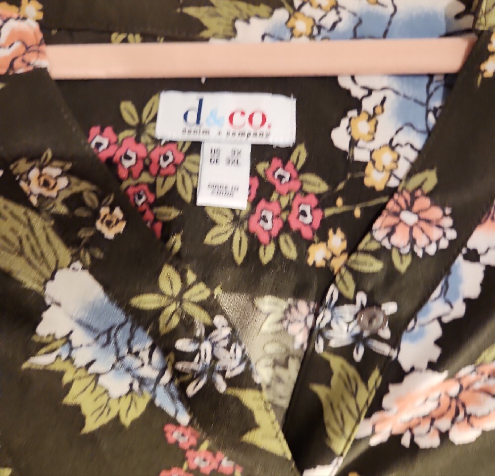 Denim & Co Green Floral Tunic Blouse 3X - Picture 5 of 7